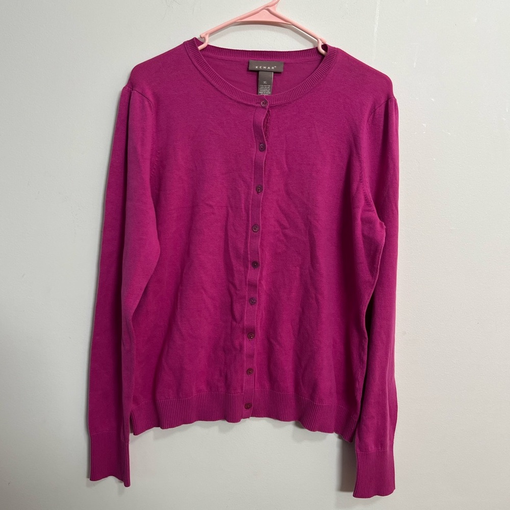 Kenar Women’s XL Magenta Button Up Cardigan Sweater